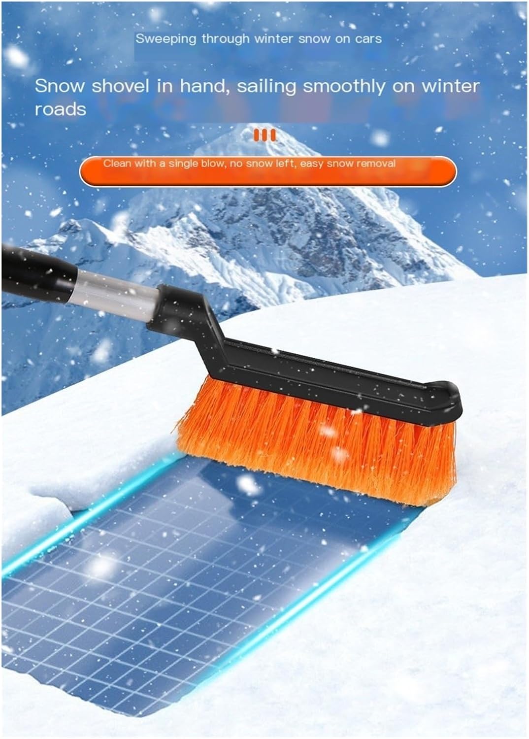 Car Snow Brush Ice Scraper Multi-Function Winter Snow Removal Tool(Black)