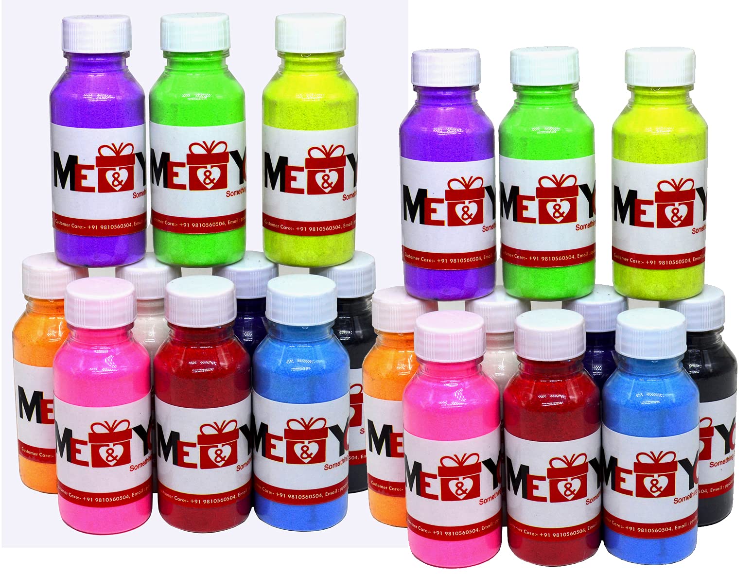 ME & YOU Simple Colorful Rangoli Powder Bottles (Set of 20) | Simple Rangoli Powder Colors for Rangoli Art, Home Decor, Pooja,Wedding | Rangoli Colors in Bottles
