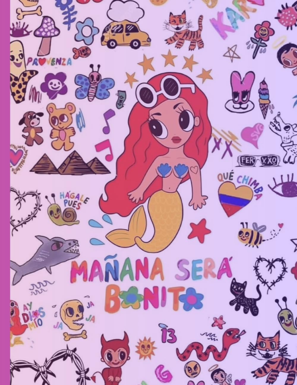 Cuaderno a rayas Mañana sera bonito: Notebook Karol G/ 108 pag/ Libreta A4