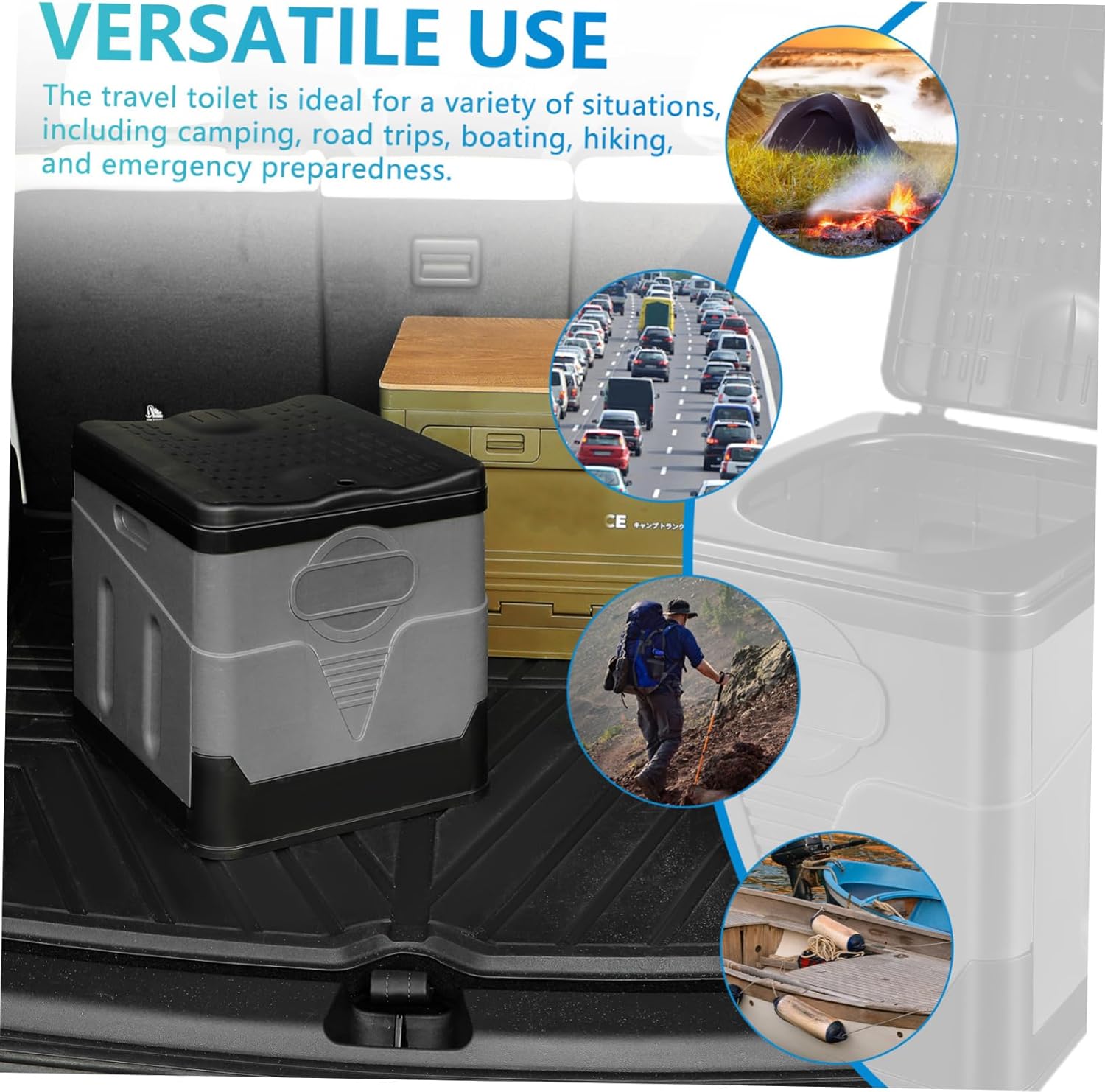 Alipis Portable Folding Toilet for Adults Compact Camping Toilet Lidded Design Travel Potty for Road Trips and Outdoor Emergencies for Convenient Use