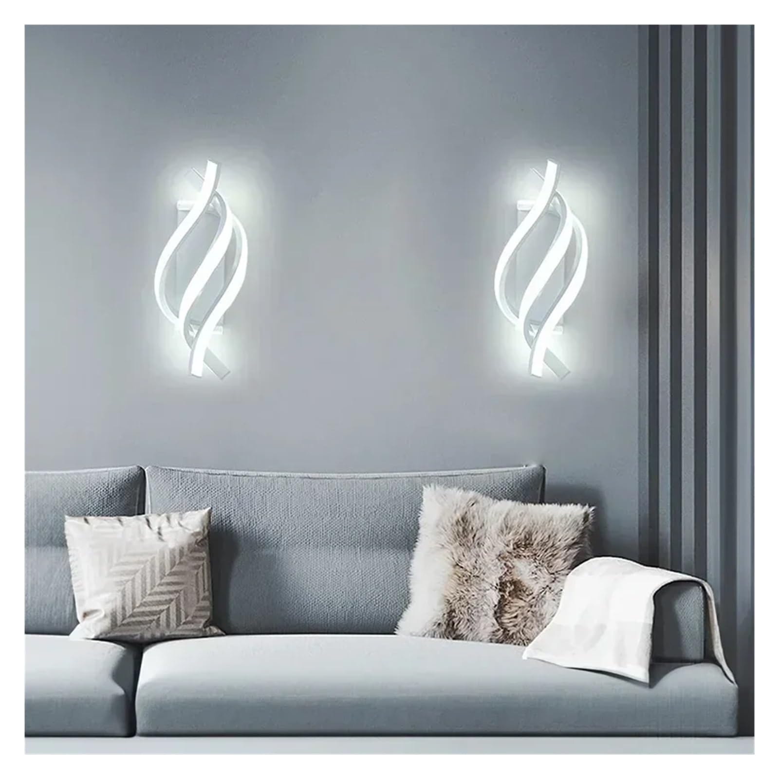 Luz LED para cuadros Lámpara LED de pared moderna con diseño curvo, lámpara en espiral for sala estar, dormitorio, cabecera, pasillo, decoración del hogar, accesorios iluminación(Black 1 Pcs)