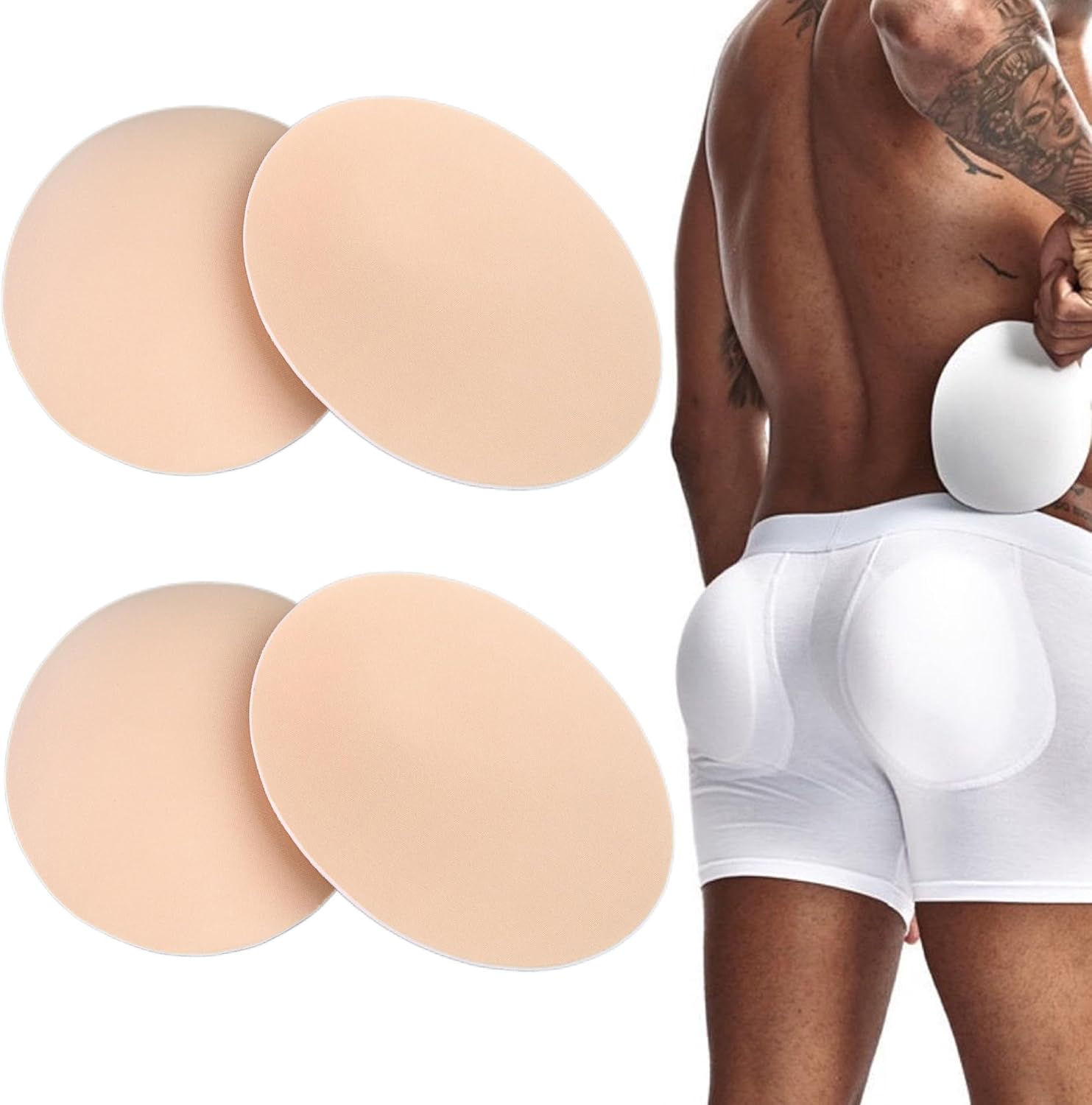 JOCKMAIL 2 Pair Mens Rear Enhancing Removable Butt Pads Foam Contour Hip Sponge Buttock Pads Enlarge Underwear