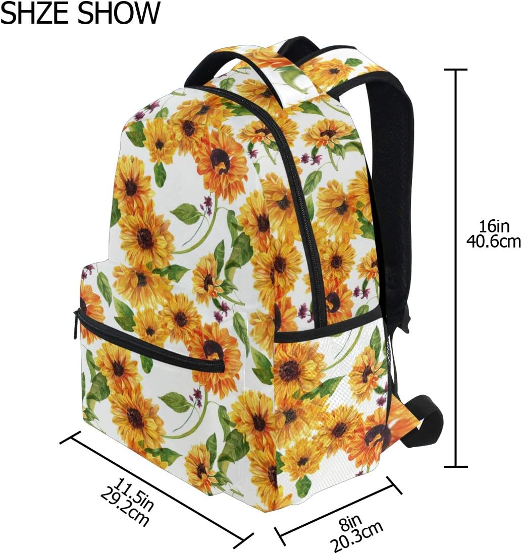 Fеаturеd Prоduсt Wamika Sunflower Floral Backpacks, Retro Flower Black Computer Laptop Backpack, School Book Bag Casual Travel Hiking Camping Daypack for Women Girls Kids