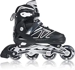 Patins em linha ajustáveis para meninos, meninas, patins em linha para crianças, patins de rolo para iniciantes para meninas, homens e mulheres, ao ar livre