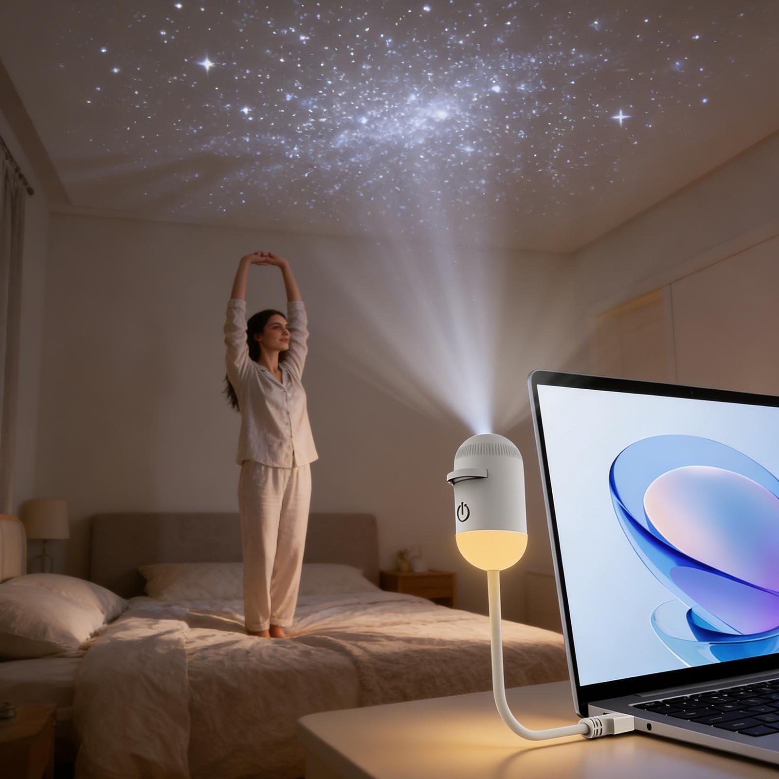 Générique Proiettore , Luce Notturna Da Parete USB Rotante A 360 Gradi | Proiettore rotativo a 360 gradi con 24 diapositive di pellicola per auto, casa, feste, soggiorno, dormitorio, hotel, campo