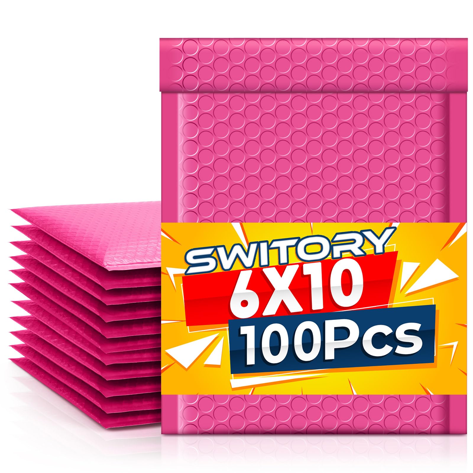Switory 100pcs Padded Envelopes Pink Bubble Mailers A5 Mailer Bags 6x10In Bubble Envelopes Lined Poly Mailer Self-Seal for Packaging 15.3cmx22.9cm