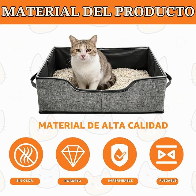 Foto 3 de 8 de Arenero Gato, Arenero Portatil Gatos, Plegable Cagadero Gatos, Cat Litter Box Impermeable
