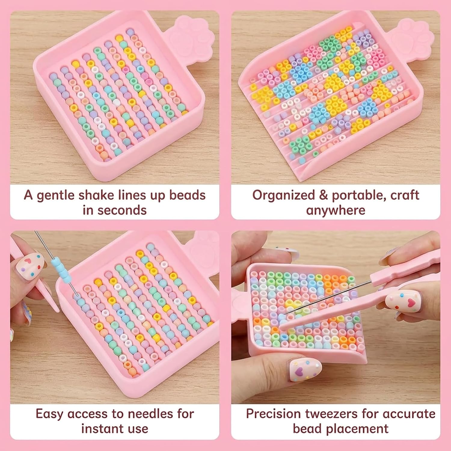 8-Piece 2.6mm Bead Tweezers, Craft Tools Set with Fuse Tool for Crafting and Bead Pen, 2.6mm Fuse Beads Tweezers and Beads Tray for Crafting Projects, Durable Ergonomic Design for Easy Beadss