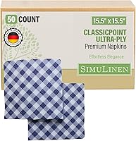Vista 1 de SimuLinen Servilletas de papel desechables a cuadros azules y blancos, biodegradables para fiestas, pícnics, barbacoas, almuerzos, portón trasero