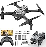 Drone with Camera for Kids Adults, Mini Foldable FPV Drones Remote Control Helicopter, RC Quadcopter with 1080P Live Video Camera, Gestures Selfie, One Key Start,2 Batteries, Toys/Gifts for Boys Girls Black