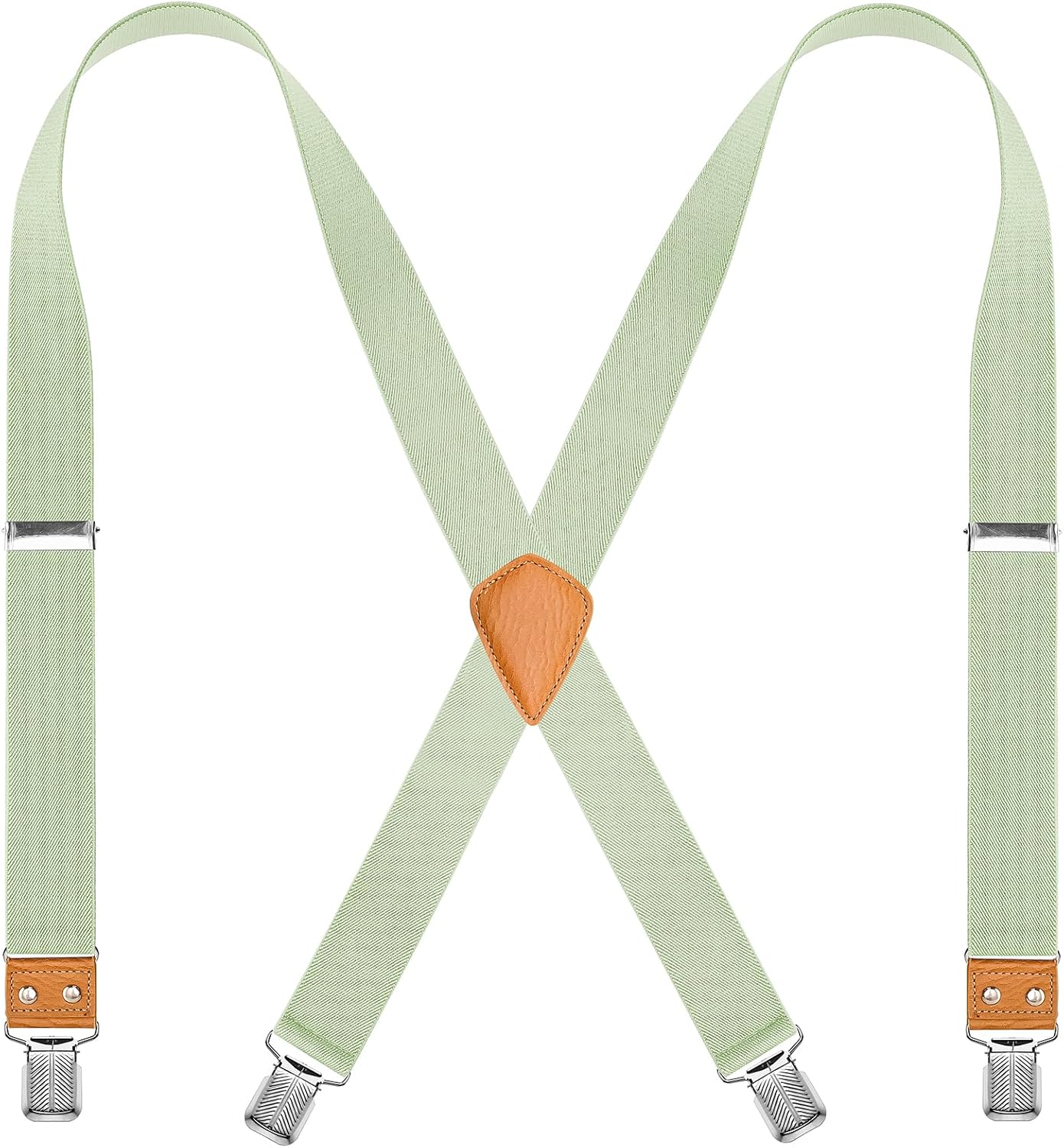 Men's Suspenders 1.4" Wide Elastic X-Back Adjustable with 4 Clips