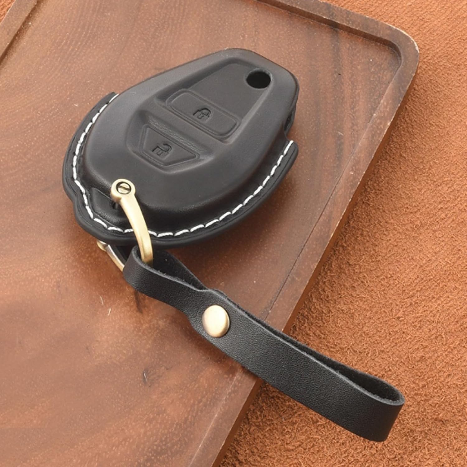 Fit for Touring cvo Road Glide Street Glide cvo Limited Leather Case Fob Cover Motorcycle Keychains Key ring (A-type)