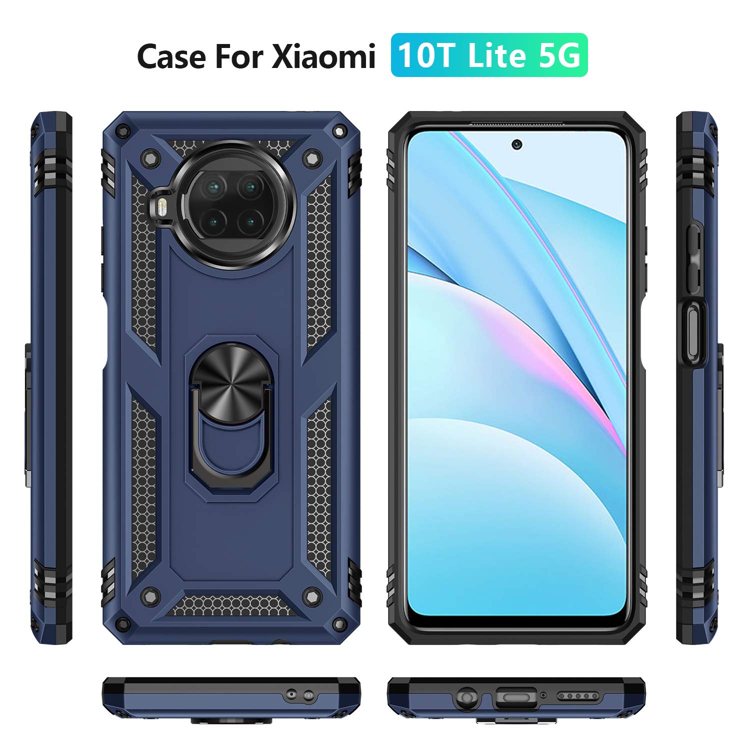 Custodia Morbida Per Xiaomi Mi 10T / Mi 10T Pro 5G Con Pellicola Vetro Temperato Inclusa – TPU Sottile Antiscivolo, Supporta Ricarica Wireless, Blu