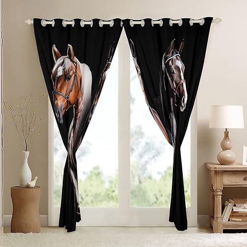 Miniatura 4 de Erosebridal Cortina de ventana de caballo, cortinas de caballo occidental, cortinas de ventana de animales salvajes, tratamiento de ventana de moda