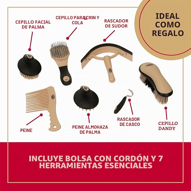 Foto 4 de 6 de Set de 7 cepillos para caballo Weaver Leather con bolsa organizadora, cuidado equino