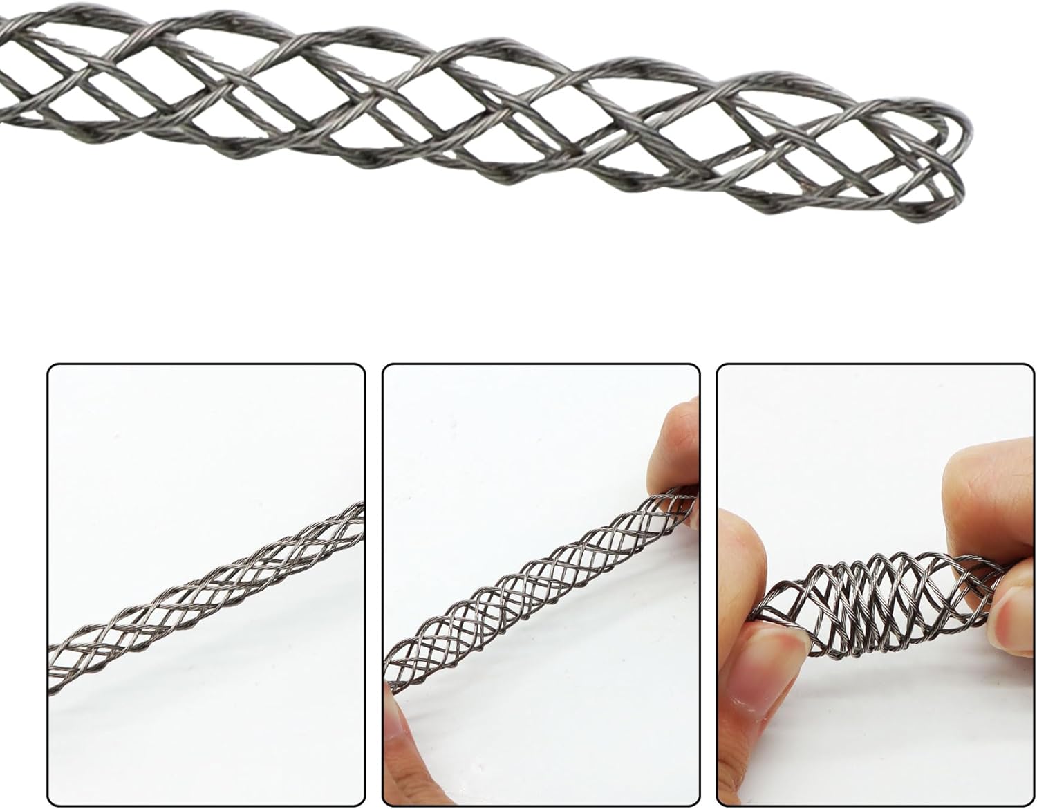 1 Pack Cable Pulling Grip, Electrical Wire Puller Socks, Stainless Steel Mesh Sleeve Lassos Strand for 4-6mm OD Cord, Flexible Cables and Wires - Image 5