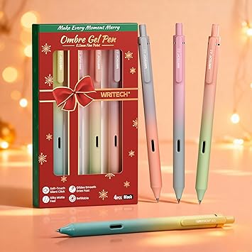 أقلام جل WRITECH Fine Point مقاس 0.5 مم 4 قيراط قابلة للسحب، قلم حبر أسود، قلم ملون جمالي متدرج، برميل كتابة سلس، يوميات بدون نزيف، هدية عيد الميلاد لمكتب طلاب التمريض
