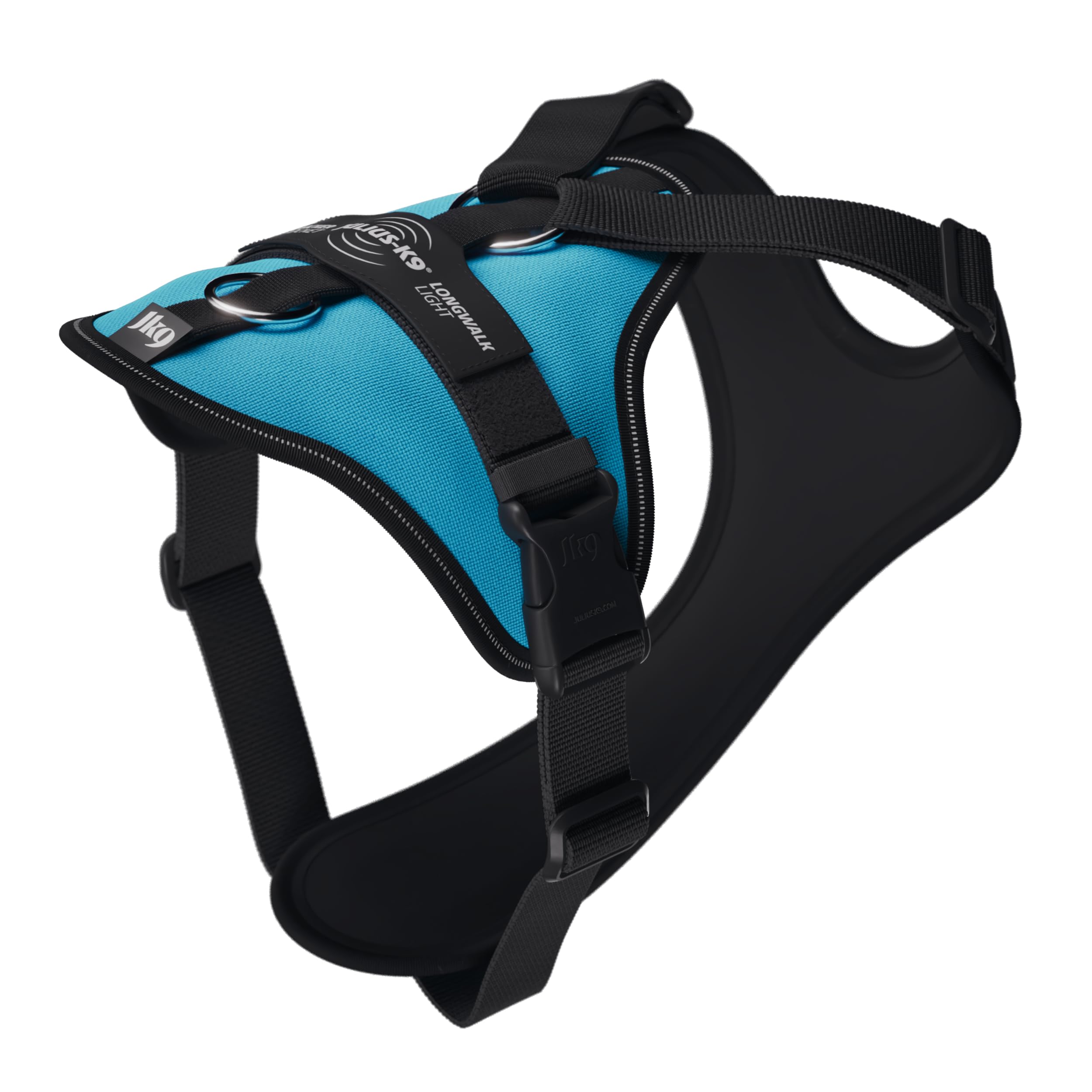 JK9 Longwalk Light Dog Harness with Tracker Pocket, Aqua, XL