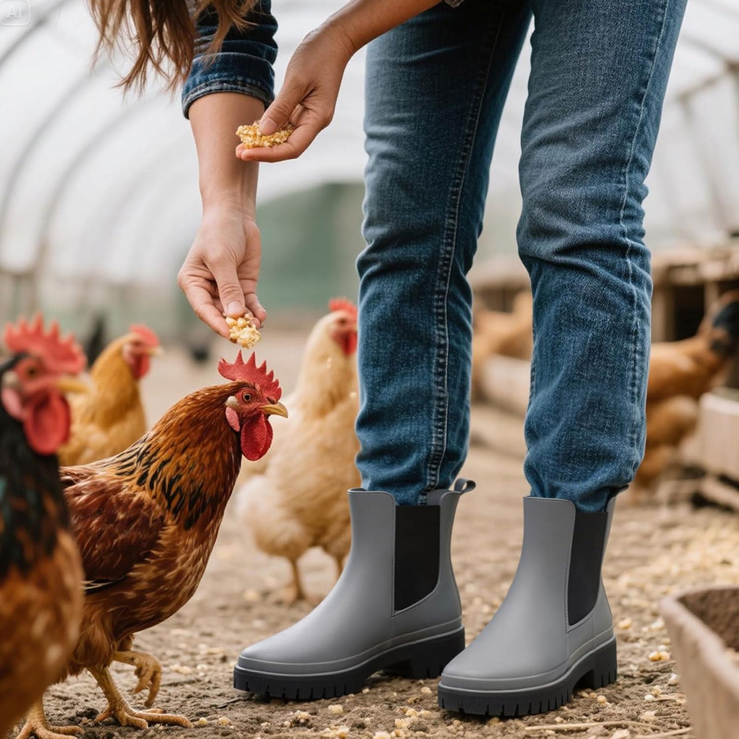 HISEA Women's Ankle Rain Boots, Waterproof Chelsea Garden Boots for Women, Short Fashion Rubber Shoes for Outdoor Farm Work - Image 2