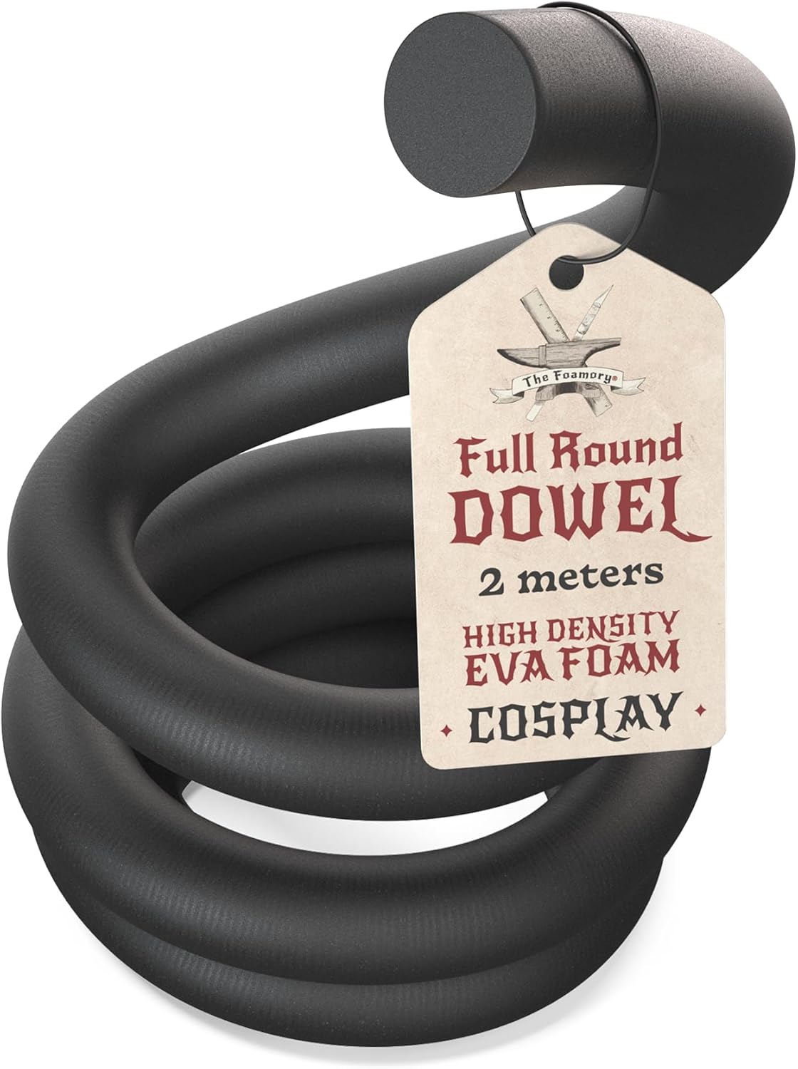 The Foamory's No Waste Full Round EVA Foam Dowel. 40mm x 2M Length. High-Density, Paint-Ready White Craft Foam Stick. Time Saving, Pre-Cut for Quick Cosplay Armor Trim, Weapon Enhancement and Costumes