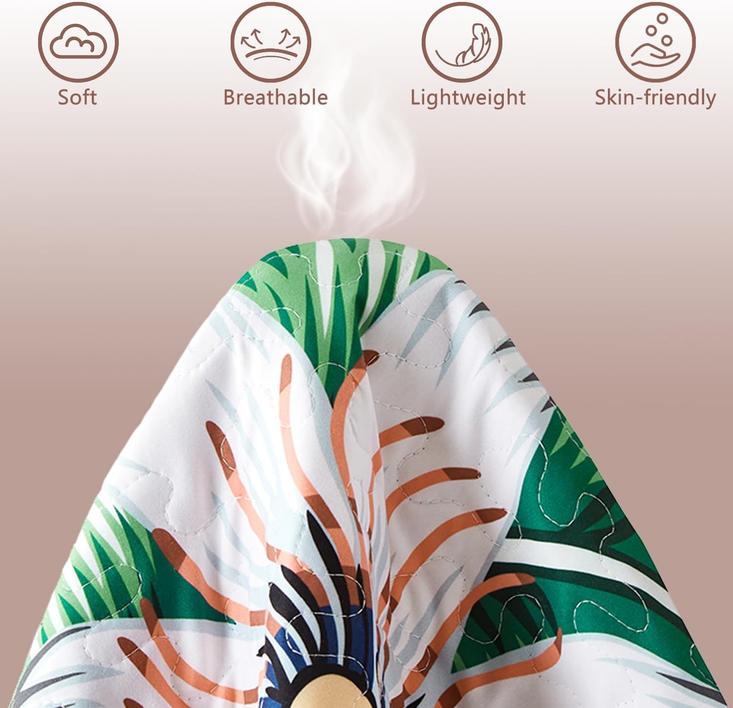 Yogeneg King Quilt Bedding Set,White Green Botanical Pattern Blush King/Cal King Quilt Set,3 Piece Lightweight Soft Summer Bedspread Coverlet with 2 PIillow Shams,All Season(Blush,110"x96") - Image 6