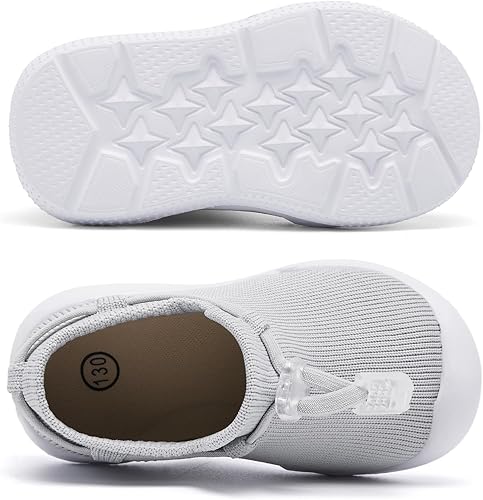 Miniatura 4 de MORENDL Zapatos de calcetín para caminar para bebé, 2 pies pequeños, pantuflas para niños pequeños, niñas y niños, suela suave, antideslizante,