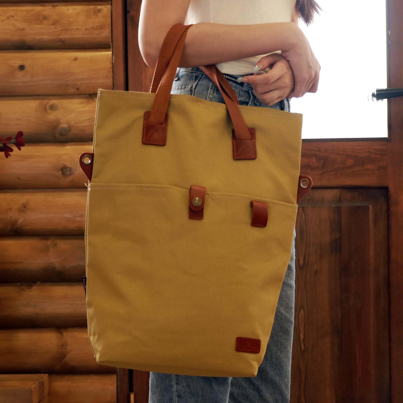 TOURBON Sac à bandoulière en toile avec cadre amovible à fermeture rapide pour femme