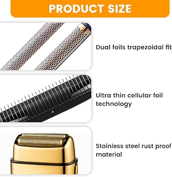 Titanium Foil Shaver Replacement Foils for Babyliss Pro FXFS2G FXFS2 Gold