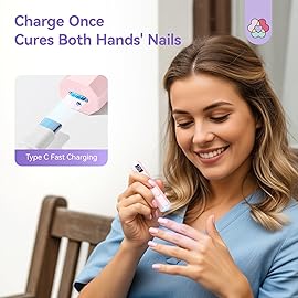 SAVILAND Essentials Handsfree LED Nail Lamp: Quick Dry Pink UV Nail Light with Foldable Stand Visible LCD 20/60s Timer Rechargeable Portable Cordless Gel Lamp Gel Tip Glue Rhinestone Decorations