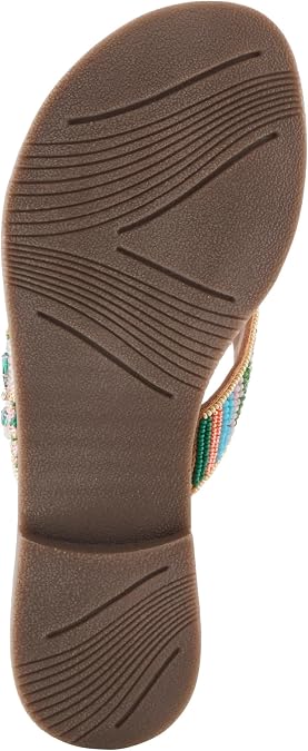 Azura Women's SWEETUMS Beaded Slide Sandals Vibrant Floral Design, Suede Footbed, Lightweight Toe Loop Sandals