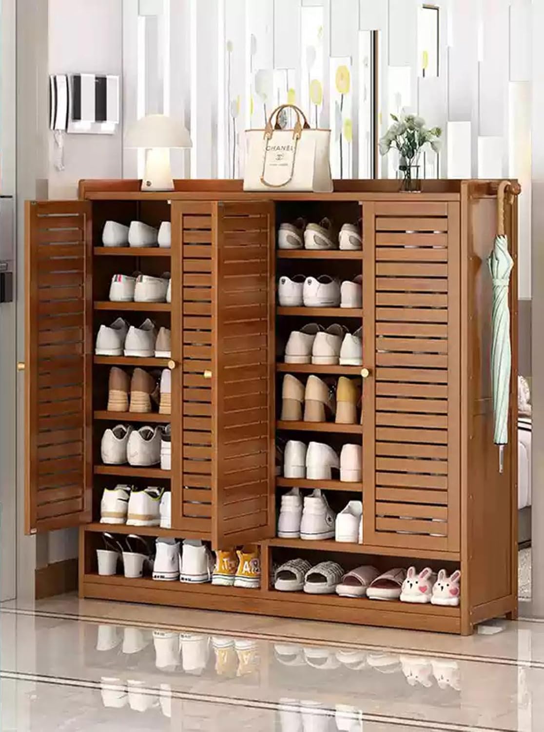 Zapatero Amplio de Bambú