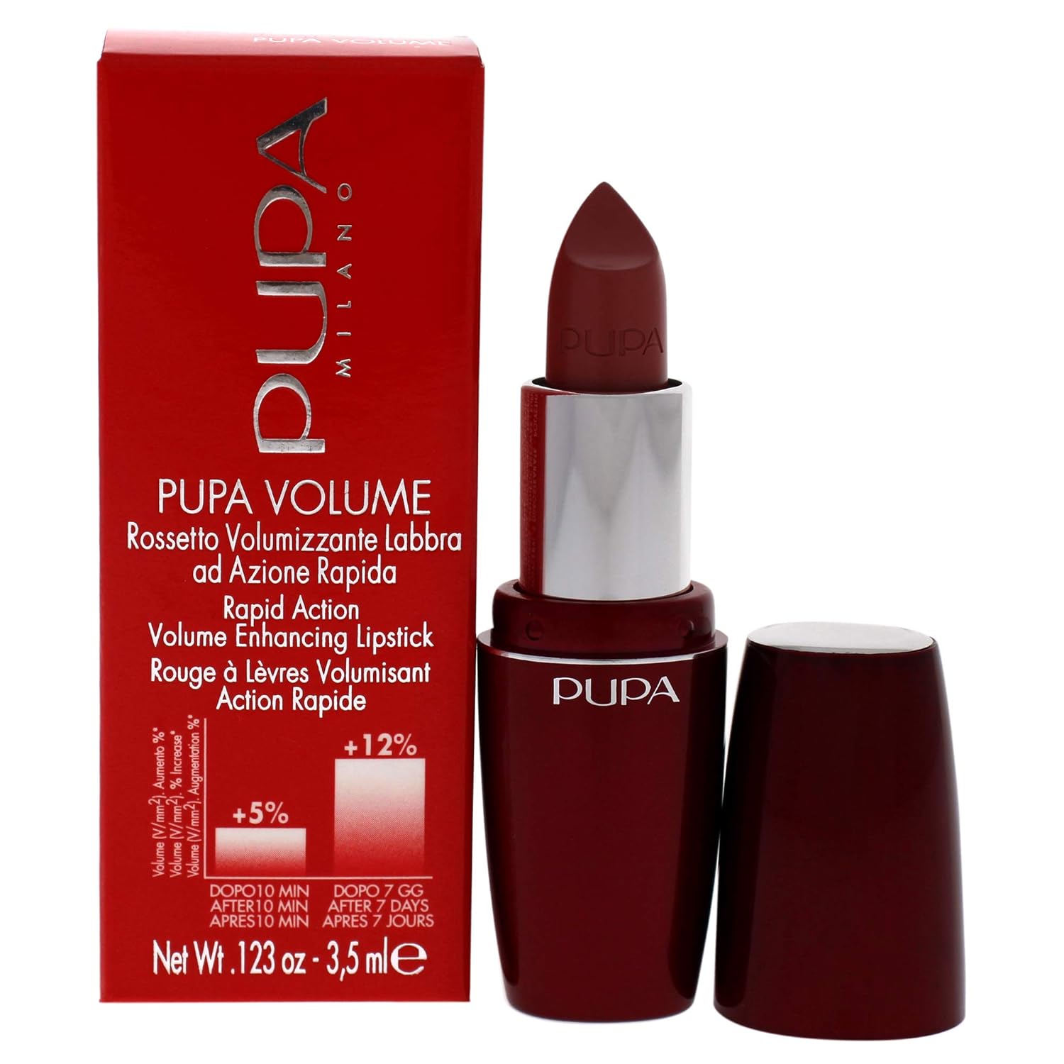 Pupa Milano Volume Enhancing Lipstick - Bright And Defined Lips - Smooth, Super Creamy And Comfortable Texture - Combats Flaking And Discomfort - Rapid Action - 301 Coral Pink - 0.123 Oz