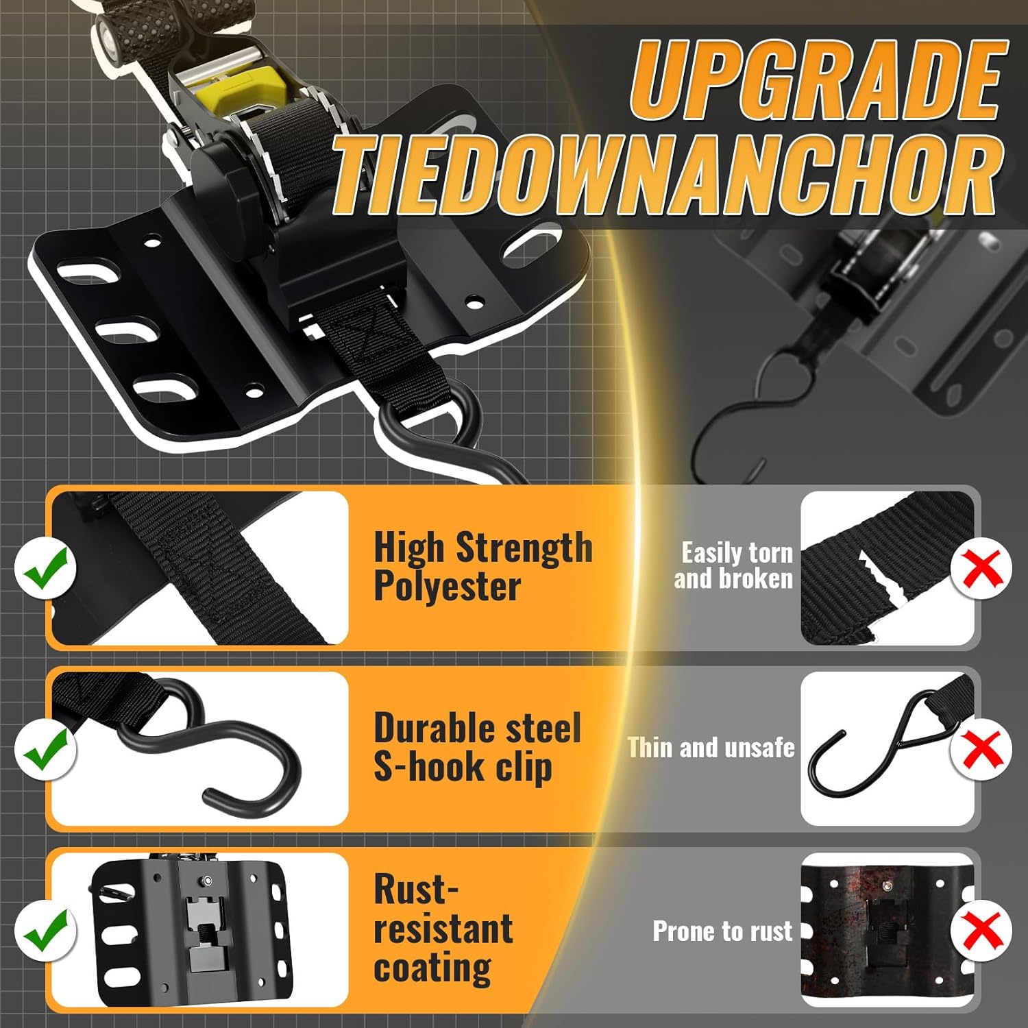 2PCS 10FT Retractable Truck Bed Ratchet Straps for 2015-2025 Ford F150, F250, F350, 1500lb Break Strength, Auto Self Retracting Tie Down Straps for Ford F150 Accessories