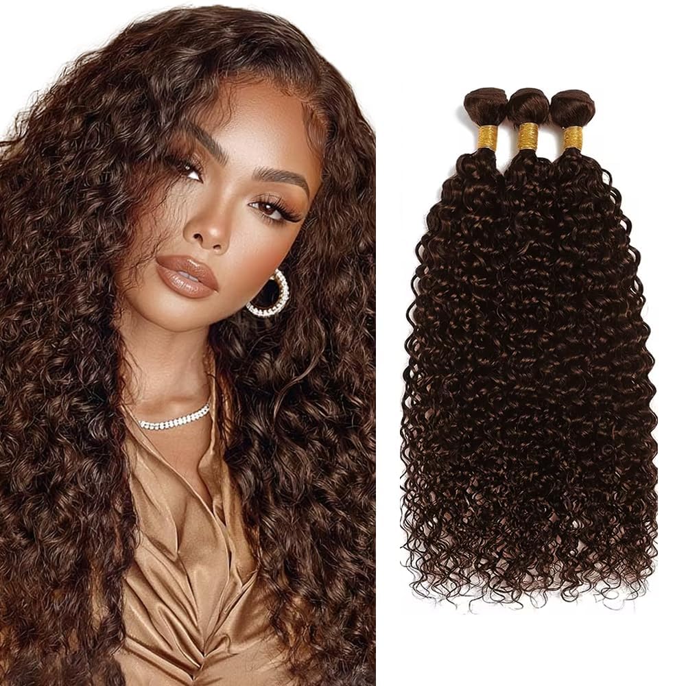 Amazon.com : Color #4 Human Hair Bundle Chocolate Brown Kinky Curly 3 ...