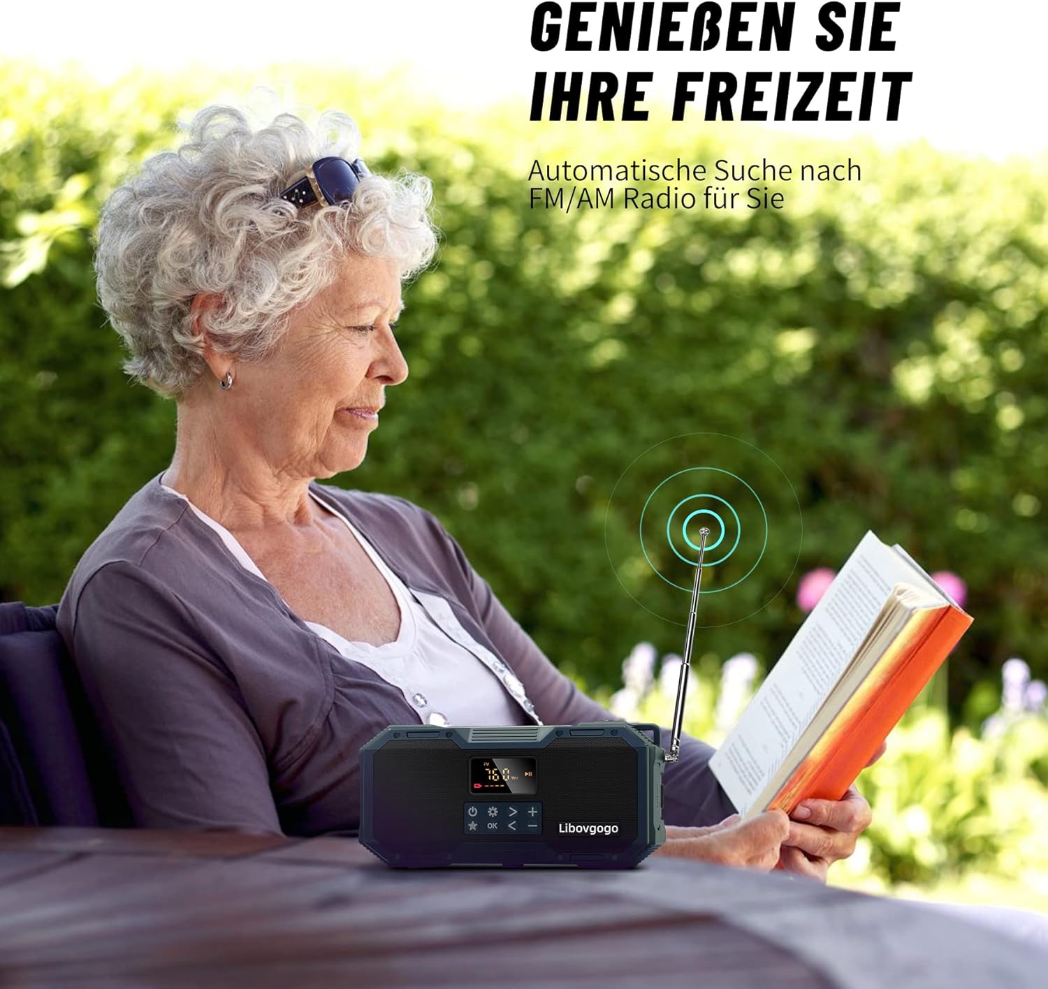 Person enjoying radio outdoors