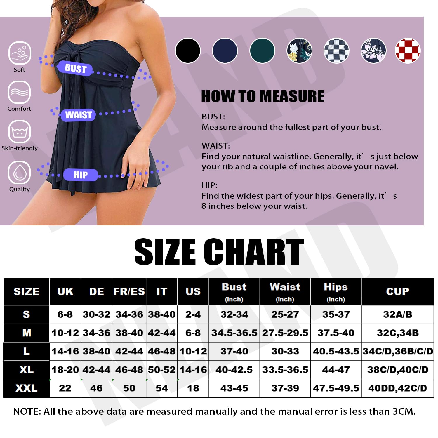 Traje de Baño Tankini Mujer Dos Piezas Estampado Volantes Halter Push Up Top Bragas