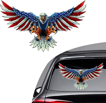 1 PC American Eagle Stickers, Car Body Decorative Decals, American Flag Sticker, for Car Truck Window Bumper Wall 11.8In x 5.1In