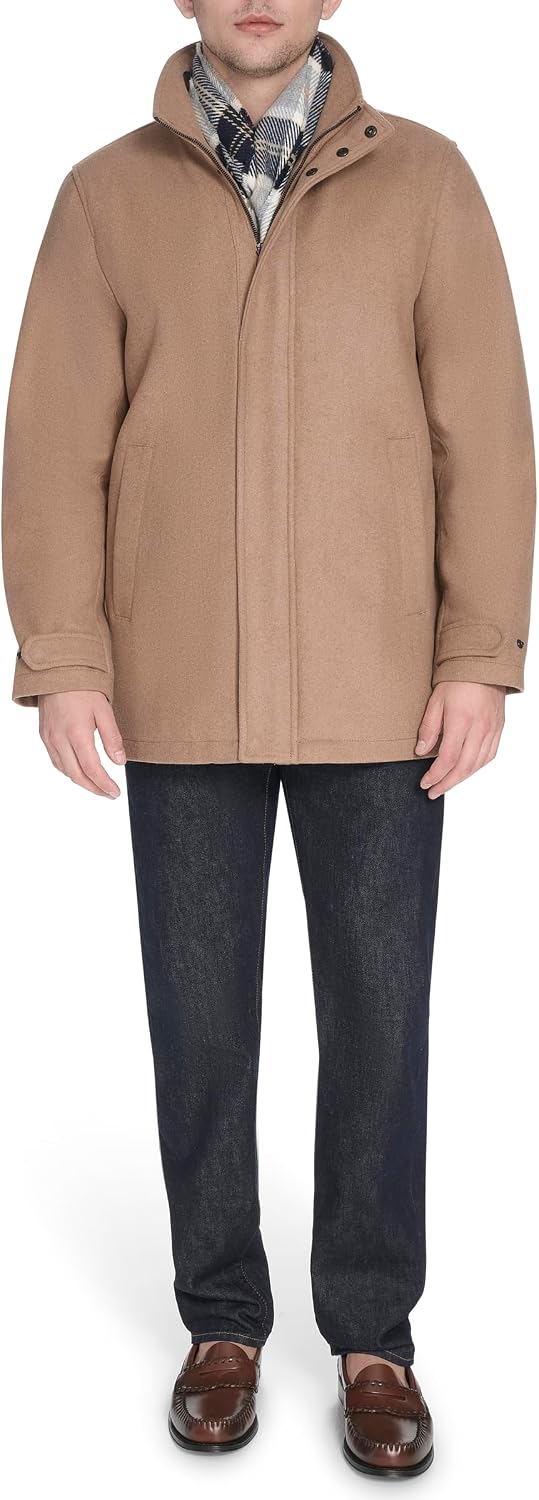 DOCKERS Men's Wool Melton Two Pocket Full Length Duffle Coat