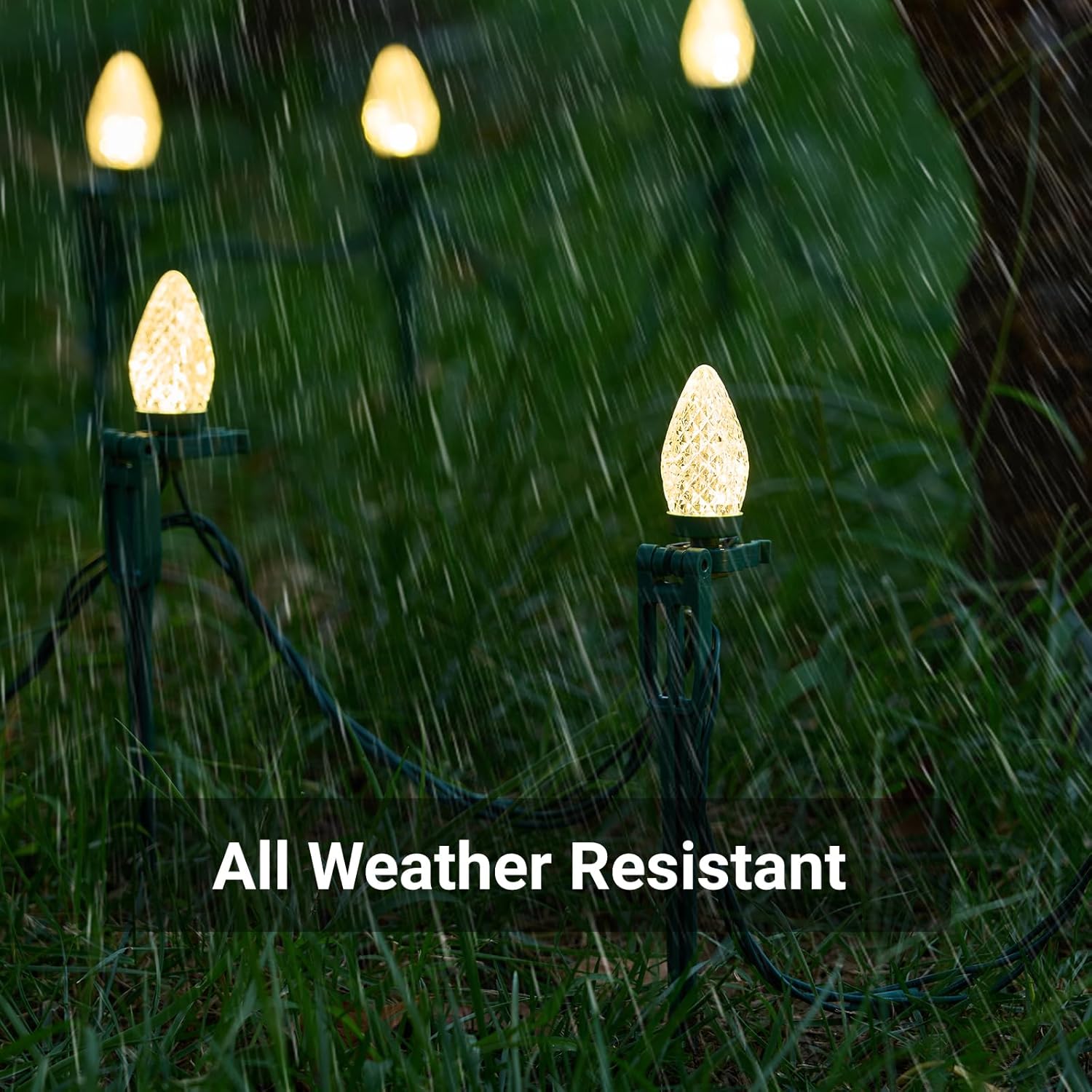 SURAIELEC C9 Christmas Pathway Lights, 25FT Walkway Christmas Lights with 25 Stakes, 25 Warm White LED Bulbs, Holiday Decoration for Yard, Sidewalk, Driveway, Connectable, Waterproof, UL Listed