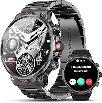 Military Rugged Smart Watches for Men, 1.85" HD Tactical Fitness Tracker | Answer/Make Calls, 710mAh Battery, 100+ Sports Modes, Heart Rate/SpO2/Sleep Monitor, IP67 Waterproof, for Android iOS