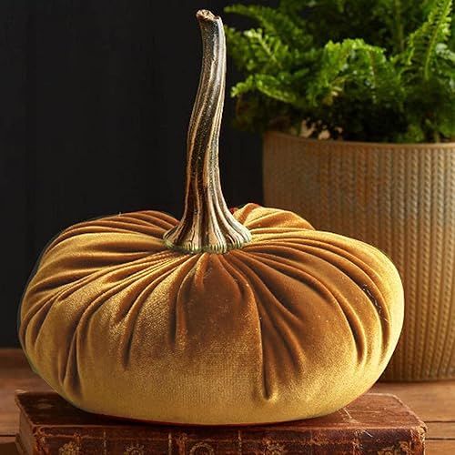 Calabazas rústicas de terciopelo sintético para decoración, calabazas rústicas de terciopelo sintético con tallos reales, calabazas de espuma para