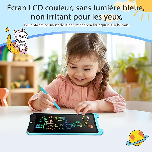 BlueSwan 2 x Children's Drawing Tablets, 10 Inches, LCD Magic Tablet for 2-13 Years, Travel Toy on Airplane or Car, Back to Home, Birthday, Christmas (Blue) - 4