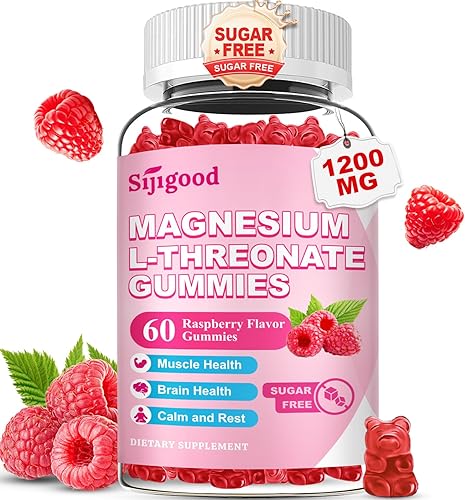 Gomitas de magnesio L-treonato de 1000 mg, suplemento de treonato de magnesio para niños y adultos, apoya la función cognitiva, la salud del cerebro