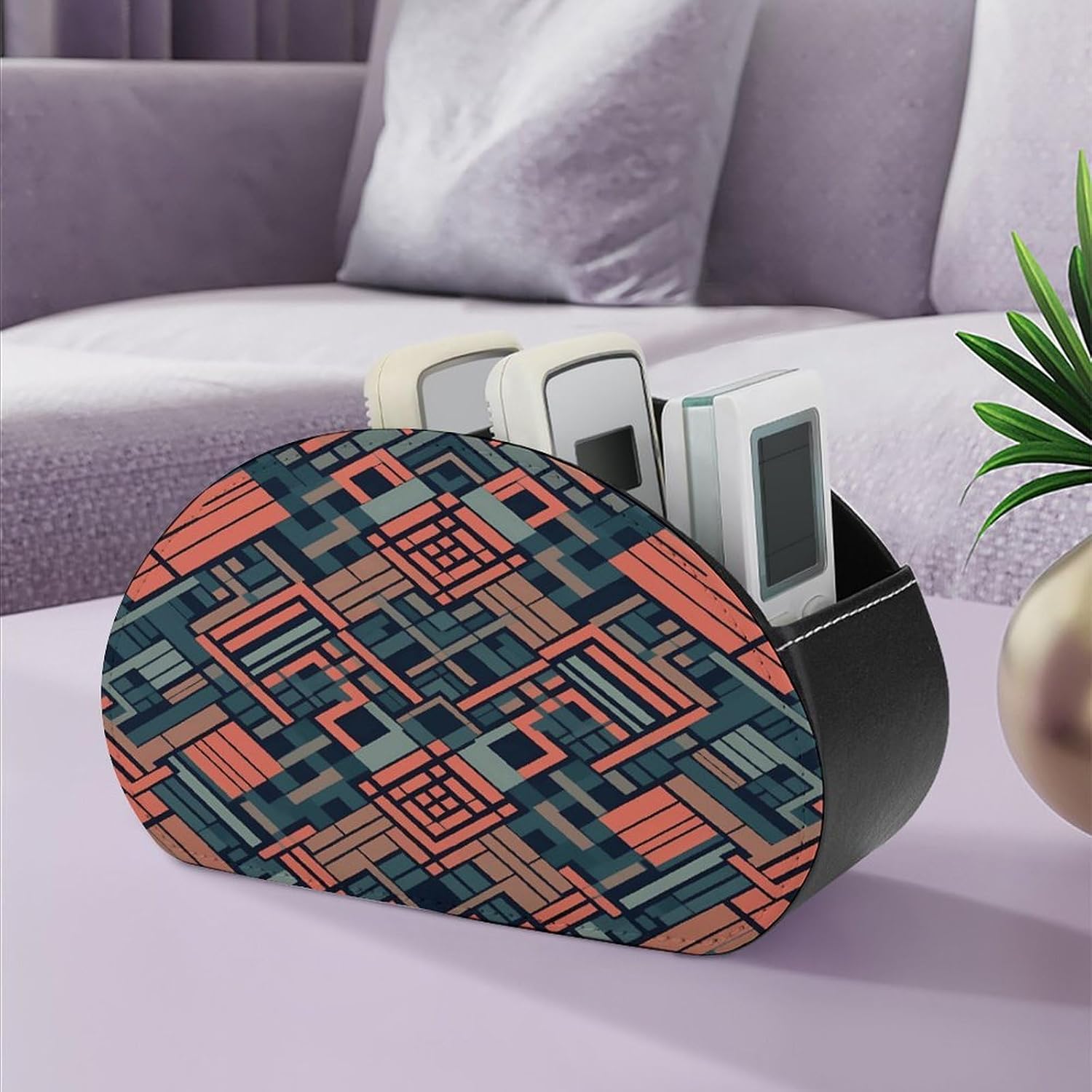 Personalized PU Leather Remote Control Holder with 5 Compartments image 5