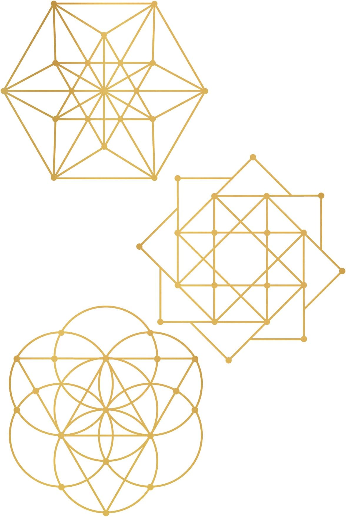 3 Sacred Geometry Wall Decals Metallic Gold Vinyl Wall Stickers