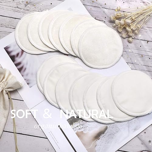 Miniatura 6 de PHOGARY 14PCS Washable Nursing Pads, Reusable Organic Bamboo Breast Pads with Laundry Bag and Storage Bag - Soft, Absorbent, Hypoallergenic, Eco