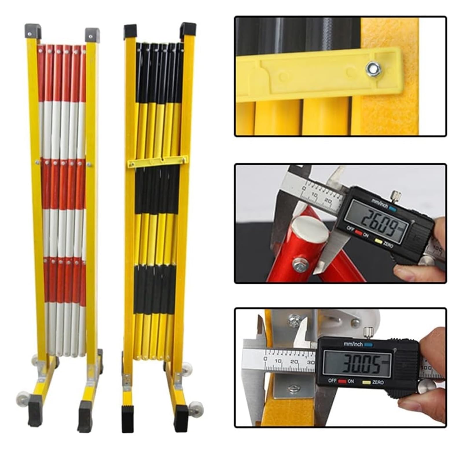 Barrera metálica Extensible, Valla de tráfico retráctil, Barrera de Seguridad roja y Blanca de 1,2 x 2,5 m. Ideal para delimitar Zonas sin Acceso Restringido. Solución portátil para el contr