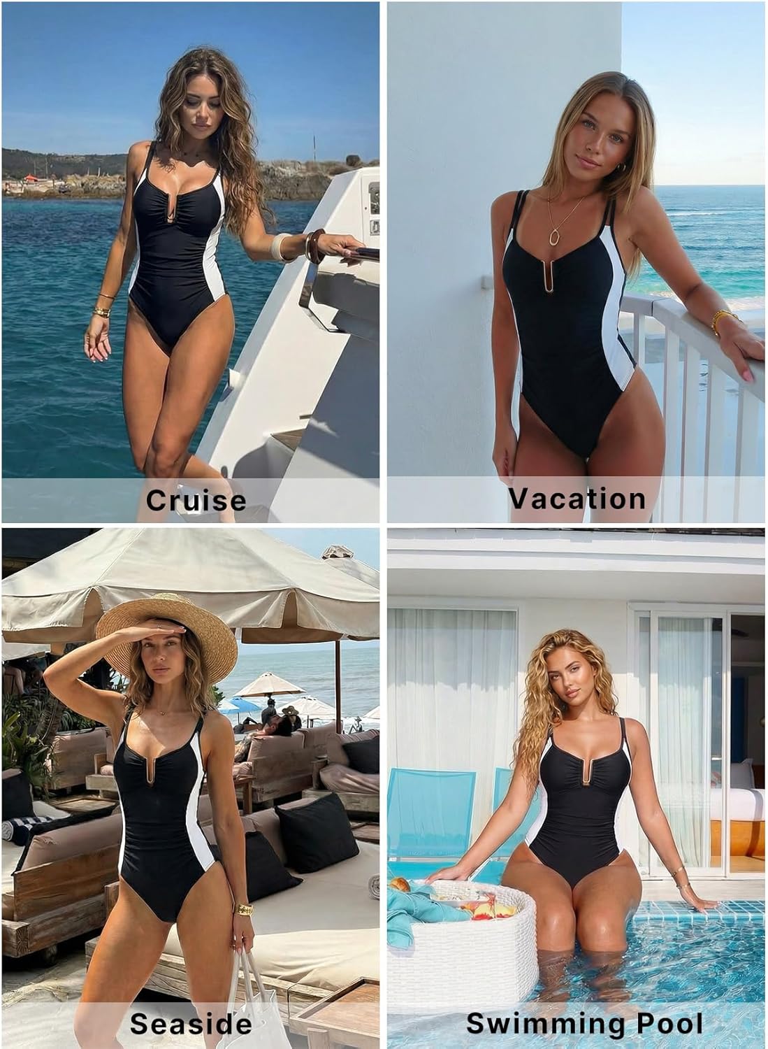 Aleumdr Womens One Piece Swimsuits Tummy Control Bathing Suit U-Wire Cutout Ruched Slimming Swimwear - Image 6