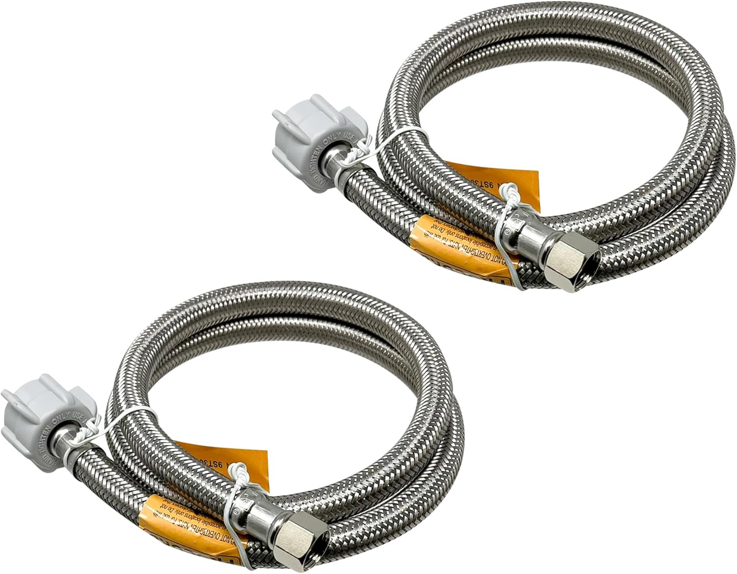 [2-Pack] PROCURU 60-Inch (5Ft) Universal Toilet Connector, 3/8"C x 7/8"BC, Flexible Stainless Steel Braided Suppy Line, LF Certified Safe (9ST60-2P)