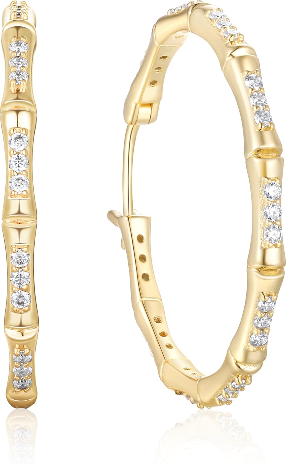 Moissanite Novelty Bamboo Earrings for Women, Really Authentic Solid 925 Sterling Silver, Valentines Anniversary Birthday Mothers Day Jewelry, Ideal Gift for Her